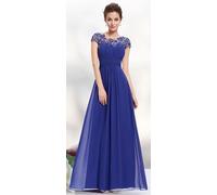 WUFANGBU Hübsche Kleider Dress Damen Hochzeit Frauen Kleid Rundhalsausschnitt Kurzarm Hohe Taille Abend Lange Kleider Spitze Blumenkleid Party Elegant S Blau