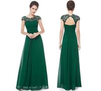 WUFANGBU Hübsche Kleider Dress Damen Hochzeit Frauen Kleid Rundhalsausschnitt Kurzarm Hohe Taille Abend Lange Kleider Spitze Blumenkleid Party Elegant M Grün