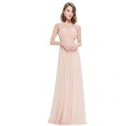WUFANGBU Hübsche Kleider Dress Damen Hochzeit Frauen Kleid Rundhalsausschnitt Kurzarm Hohe Taille Abend Lange Kleider Spitze Blumenkleid Party Elegant XL Aprikose