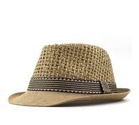 WUFANGBU Sonnenhut Strohhut Hut Damen Strohhut Damen Curled Edge Paarhut Jazzhut Herren Outdoor Strandhut 48-52Cm Khaki