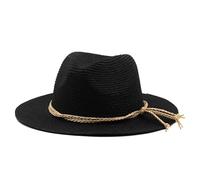 WUFANGBU Sonnenhut Strohhut Hut Damen Strohhut Zylinder Damen Outdoor Strand Sonnencreme Jazz Hut M (56-58Cm) 6Schwarz