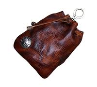 Wugebud 1 x Leder-Mini-Mittelalter-Beutel, Schlüsselanhänger, Münz-Organizer, Kleingeldhalter, Leder-Tasche mit Kordelzug für Männer und Frauen