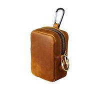 Wugebud 1xLeder-Münztasche, Schlüsselanhänger, Leder-Mini-Gürteltasche, Münz-Organizer, Kleingeldhalter, Leder-Reißverschlusstasche für Damen und Herren, 4.13”Lx2.95”Wx1.97”H, Retro-Klassiker