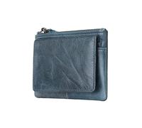 Wugebud 1xLedergeldbörse mit 2 Reißverschlüssen und Kartenfächern, Münzorganizer, Kleingeldhalter, Kartenetui, 4.52”x 3.54”x 0.59”, Klassischer Retro-Stil