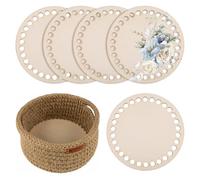 WUISOLQP 5 Stück Korbboden Aus Holz 10cm Gehäkelter Korbboden Zum Häkeln Kreis Blank Crochet Basket Holzbasis Naturholzkorbboden Korbboden Set für DIY Körbe Geldbörse Zubehör Taschenboden Häkeln