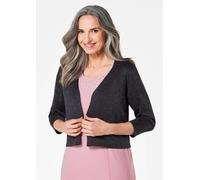Strickjacke GOLDNER "Kurzgröße Wunderbar leichter Strick-Bolero", Damen, Gr. 20, schwarz, Obermaterial: 84% Viskose CV. 16% metallisierte Fasern MTF., Tubular, Strickjacken Strickjacke, perfekte Länge