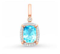 Wunderschöner Anhänger aus 585 Rotgold mit Swiss-Topas (ca. 2,442 ct) und 26 Zirkonia - leuchtend hellblau, Höhe ca. 23 mm SOKOLOV Jewelry