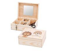 wunderwunsch Schmuckkästchen Holz Kinder, Schmuckaufbewahrung Mädchen | Personalisierte Schmuckschatulle und Haarschmuckbox als Taufgeschenke, kleines Kind Holzkästchen oder nützliche Schmuckdose