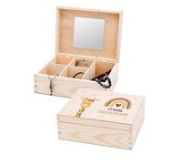 wunderwunsch Schmuckkästchen Holz Kinder, Schmuckaufbewahrung Mädchen | Personalisierte Schmuckschatulle und Haarschmuckbox als Taufgeschenke, kleines Kind Holzkästchen oder nützliche Schmuckdose