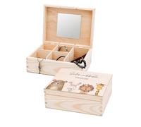 wunderwunsch Schmuckkästchen Holz Kinder, Schmuckaufbewahrung Mädchen | Personalisierte Schmuckschatulle und Haarschmuckbox als Taufgeschenke, kleines Kind Holzkästchen oder nützliche Schmuckdose