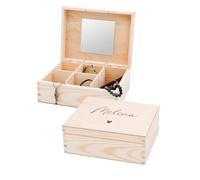 wunderwunsch Schmuckkästchen Holz Kinder, Schmuckaufbewahrung Mädchen | Personalisierte Schmuckschatulle und Haarschmuckbox als Taufgeschenke, kleines Kind Holzkästchen oder nützliche Schmuckdose