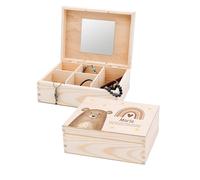 wunderwunsch Schmuckkästchen Holz Kinder, Schmuckaufbewahrung Mädchen | Personalisierte Schmuckschatulle und Haarschmuckbox als Taufgeschenke, kleines Kind Holzkästchen oder nützliche Schmuckdose