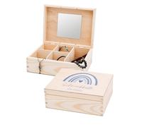 wunderwunsch Schmuckkästchen Holz Kinder, Schmuckaufbewahrung Mädchen | Personalisierte Schmuckschatulle und Haarschmuckbox als Taufgeschenke, kleines Kind Holzkästchen oder nützliche Schmuckdose