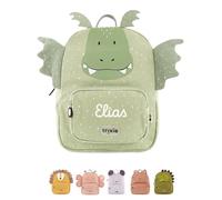 wunderwunsch TRIXIE Kindergartenrucksack, Rucksack für Sportunterricht Schule und Kindergarten, Hort und Krippe, personalisiert mit deinem Wunschnamen (Drache Grün, Groß (7,5 Liter))