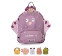 wunderwunsch TRIXIE Kindergartenrucksack, Rucksack für Sportunterricht Schule und Kindergarten, Hort und Krippe, wahlweise personalisiert mit deinem Wunschnamen (Pfau, Groß (7,5 Liter))