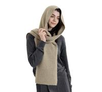 WUODHTW Gestrickter Kapuzenschal für Damen und Herren, Wintermütze, Sturmhaube, Strickmütze, Mütze, Halstuch, Schal, camel, Einheitsgröße