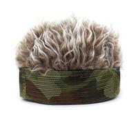 WUODHTW Herrenmütze, Perücke, Hip-Hop-Streich-Hut, Melonenhaut, Schurken-Vermieter, lustige Mütze, Beanie-Mütze, Perücke, Farbige Mütze, Kaffee, L