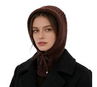 WUODHTW Hooded Scarf Beanie for Women Men Balaclava Scarves Hat for Fall Winter Beanie Skull Cap Face Cover Neck Warmer Ski hat (Coffee)