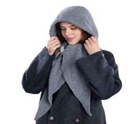 WUODHTW Knitted Hooded Scarf for Women Winter Warm Balaclava Hoodie Hat Scarf Neck Warm Shawl Hood Knit Skull Cap Beanie (Grey)