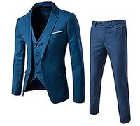 WUSENTOF Herren Anzug 3 Teilig Slim Fit Modische Herrenanzug Sakko Weste Hose für Hochzeit Business Freizeit Regular Fit Anzughose Weste für Männer Anzug
