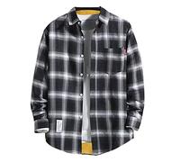 WUSENTOF Herren Fleece-Hemd Langarm mit Kapuze Freizeit Herrenhemden Langarmshirt Baumwolle Holzfällerhemd Casual Hemden Freizeithemd Leichte Trachtenhemd Casual Fashion Stehkragenhemd Arbeitshemd