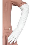 WUUISDNX Lange PU Lederhandschuhe für Damen, einfach zu kombinieren, modisch und elegant, breite Anwendung, lange Damen PU Lederhandschuhe, Weiß, L