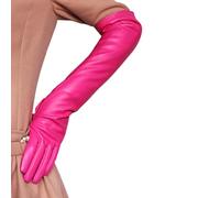 WUUISDNX Lange PU Lederhandschuhe für Damen, einfach zu kombinieren, modisch und elegant, breite Anwendung, lange Damen PU Lederhandschuhe, Rosenrot, M