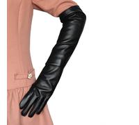 WUUISDNX Lange PU Lederhandschuhe für Damen, einfach zu kombinieren, modisch und elegant, breite Anwendung, lange Damen PU Lederhandschuhe, Schwarz, L