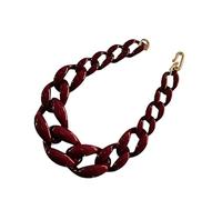 WUUISDNX Vintage Stil Damen Boho klobige Acryl Gliederkette Schmuck Halskette handgemachte Frauen Boho klobige Acryl Gliederkette, Weinrot