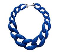 WUUISDNX Vintage Stil Damen Boho klobige Acryl Gliederkette Schmuck Halskette handgemachte Frauen Boho klobige Acryl Gliederkette, Königsblau