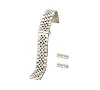 WUURAA 12/13/14/16/17/18/19/20/21/22mm Uhrenarmband Edelstahl Armband Hohlbogenschnittstelle Mit Werkzeugstiften Ersetzen(Silver,16mm)