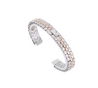 WUURAA Damen-Uhrenarmband aus massivem Edelstahl mit Metall-Uhrenkette (Color : Silver+Rose Gold, Size : 6mm)