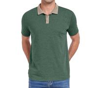 WUWUSKY Herren Kurzarm Poloshirt Atmungsaktives Sommer Polohemd mit Knopfleiste Baumwolle Casual Mode T-Shirts,Buntes Grün,XXL