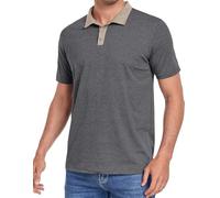 WUWUSKY Herren Kurzarm Poloshirt Atmungsaktives Sommer Polohemd mit Knopfleiste Baumwolle Casual Mode T-Shirts,Grau bunt,XL