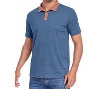 WUWUSKY Herren Kurzarm Poloshirt Atmungsaktives Sommer Polohemd mit Knopfleiste Baumwolle Casual Mode T-Shirts,Buntes Blau,XXL