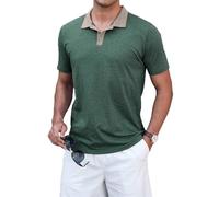 WUWUSKY Herren Kurzarm Sommer Poloshirt mit Knopfleiste Baumwolle Casual polohemd