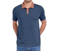 WUWUSKY Poloshirt Herren Kurzarm Sommer Knopfleiste T-Shirts Baumwolle Mode Casual Golf Shirts,Paniertes Marineblau,L