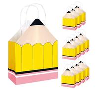 Wuyooprt Back To School Taschen,12 Stück Bleistiftförmige Willkommens-Papiertüten | Boxen Mit Griff Für Dankeswoche Kindergarten Vorschule Mädchen Schüler
