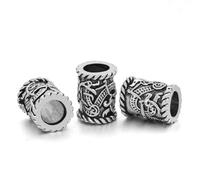 Wuzdy 3 Stück Edelstahl Wikinger Bartperle, Haar Bartperlen Flechten, Innendurchmesser 6 mm, für Haar Flecht Armband Anhänger Halskette Silber DIY Schmuck Haarschmuck