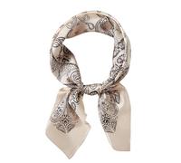 WUZININGLE Quadratischer Schal aus 100% Maulbeerseide, 68 x 68 cm, Halstuch, Haarschal, Kopftuch, Bandanas für Damen, Cashew - Aprikose, 27x 27 inches