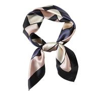 WUZININGLE Quadratischer Schal aus 100% Maulbeerseide, 68 x 68 cm, Halstuch, Haarschal, Kopftuch, Bandanas für Damen, Kariert - Violett, 27x 27 inches