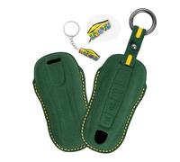 WUZUTU Autoschlüssel Hülle Cover Leder Schlüsselhülle Passt für Porsche Cayenne Panamera Macan 911 Carrera Taycan 2019 2020 Schlüsseltasche Schutzhülle Schlüsselcover Schlüsselanhänger B-Dunkelgrün