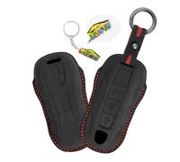 WUZUTU Autoschlüssel Hülle Cover Leder Schlüsselhülle Passt für Porsche Cayenne Panamera Macan 911 Carrera Taycan 2019 2020 Schlüsseltasche Schutzhülle Schlüsselcover Schlüsselanhänger B-Schwarz