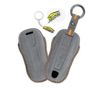 WUZUTU Autoschlüssel Hülle Cover Leder Schlüsselhülle Passt für Porsche Cayenne Panamera Macan 911 Carrera Taycan 2019 2020 Schlüsseltasche Schutzhülle Schlüsselcover Schlüsselanhänger B-Dunkelgrau