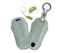 WUZUTU Autoschlüssel Hülle Cover Leder Schlüsselhülle Passt für Porsche Cayenne Panamera Macan 911 Carrera Taycan 2019 2020 Schlüsseltasche Schutzhülle Schlüsselcover Schlüsselanhänger B-Hellgrün
