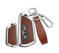 WUZUTU Autoschlüssel Hülle Kompatibel mit Skoda Octavia 2021 Kodiaq 2024 für Cupra Leon Formentor Schlüsseletui mit Schlüsselanhänger Fernbedienung Schutz Etui 3 Tasten B-Silberbraun