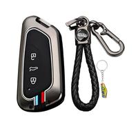 WUZUTU Metallrahmen Autoschlüsselhülle Schlüsselhülle Kompatibel mit VW Golf 8 ID3 ID4 für SEAT Leon für Skoda Octavia RS 4 für Cupra Formentor Schlüsseletui Autoschlüssel anhänger 3 Tasten A-Schwarz