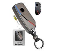 WUZUTU Metallrahmen Schlüsselhülle Autoschlüssel Keyless Go Hülle Kompatibel mit BMW 1er 3er 4er 5er F10 F11 F20 F31 X1 F11 318i X3 F25 X4 F26 GT3 GT5 Zubehör Schlüsselbund Schlüsselschutz Dunkelgrau