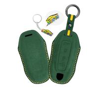 WUZUTU Schlüsselhülle Kompatibel mit Porsche Macan Turbo 4 EV Electric Modell 2024 2025 Taycan 2022 Turbo 2024 2025 Handgenäht Stoßfest Schlüsseltasche Staubdicht Schlüsselgehäuse Dunkelgrün