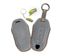 WUZUTU Schlüsselhülle Kompatibel mit Porsche Macan Turbo 4 EV Electric Modell 2024 2025 Taycan 2022 Turbo 2024 2025 Handgenäht Stoßfest Schlüsseltasche Staubdicht Schlüsselgehäuse Dunkelgrau